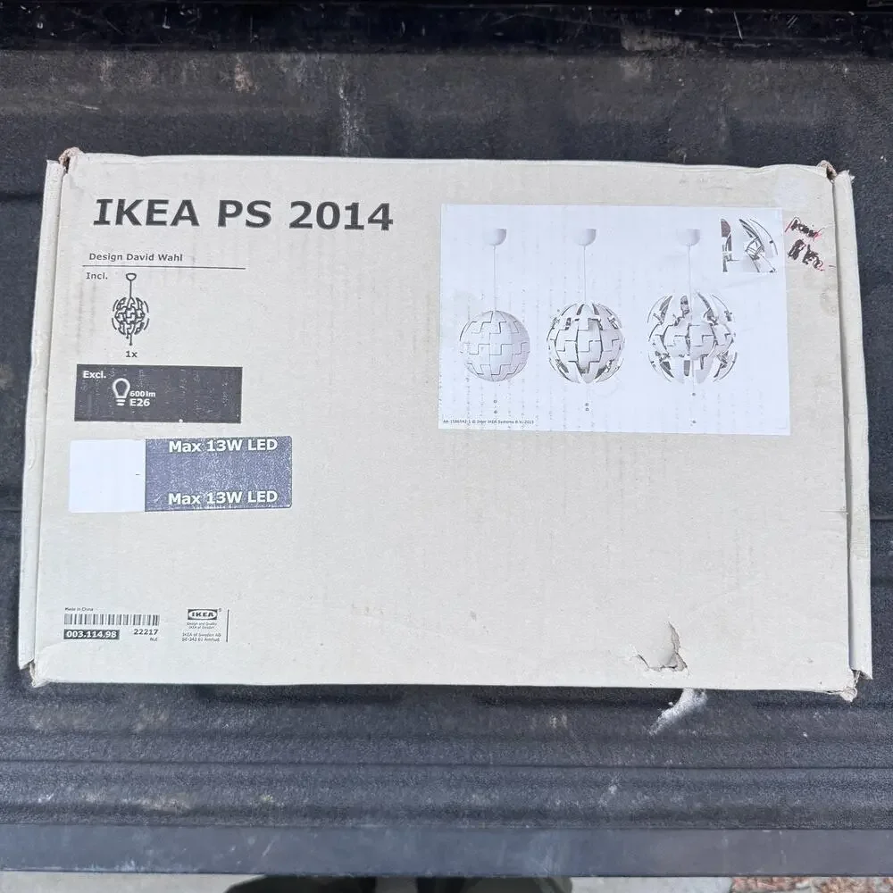 IKEA PS 2014 Pendant Lamp‎ White David Wahl Death Star Design – New In Box